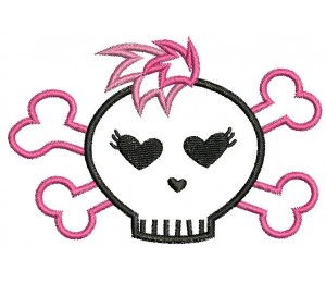 Stickmuster - haarige Skull Pincess